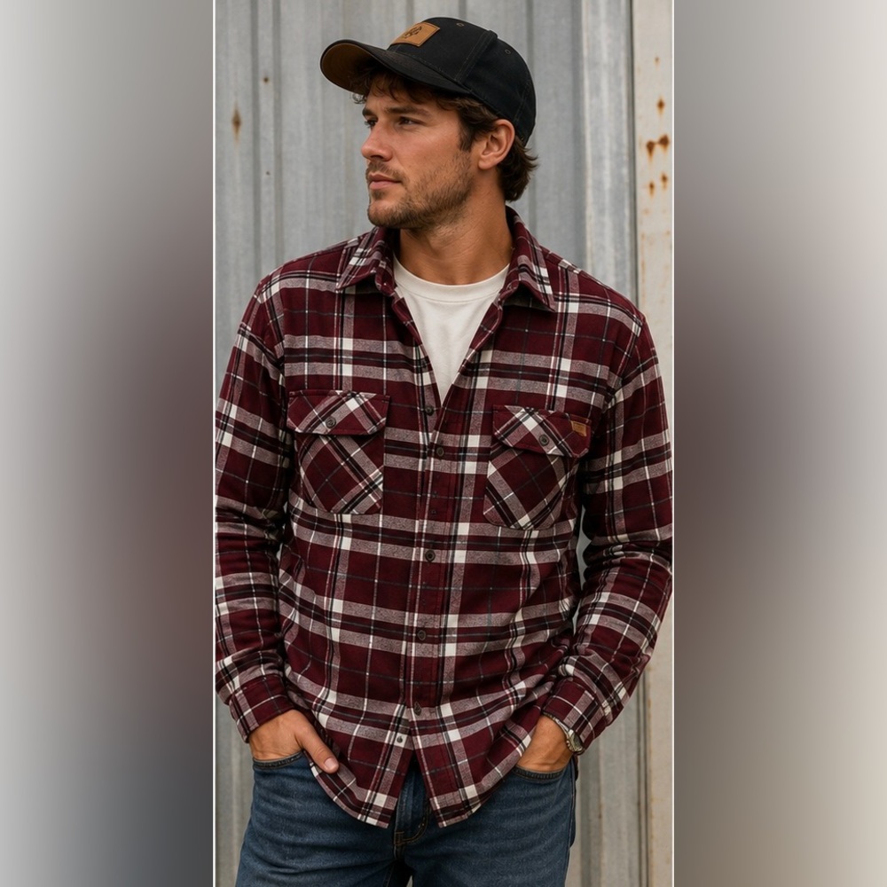 All American Roughneck Limited Release Plaid Flannel Button Up Shirt Size Small